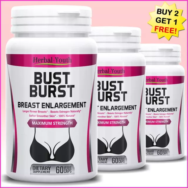 60 x BIGGER BREAST GROWTH ENLARGE ENHANCEMENT FIRM LARGE BUST CAPSULES PILLS