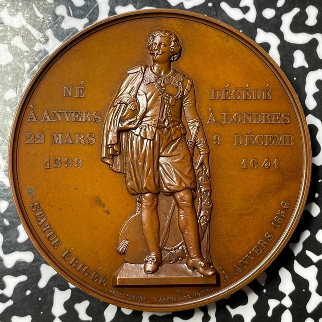 1856 Belgium Antoine Van Dyck Medal By L. Weiner Lot#OV795 68mm
