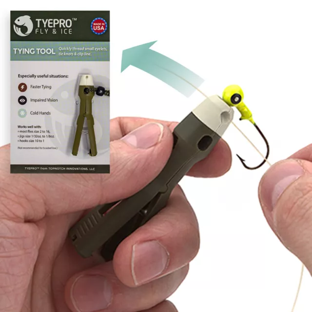 TYEPRO Fly & Ice Fishing Line Knot-Tying Tool, Grip/Thread/Tie/Clip