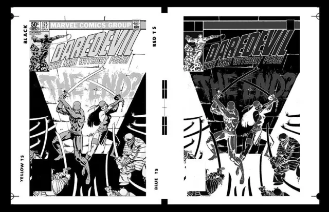 Frank Miller Daredevil #175 Cover & Negative Rare Large Production Art