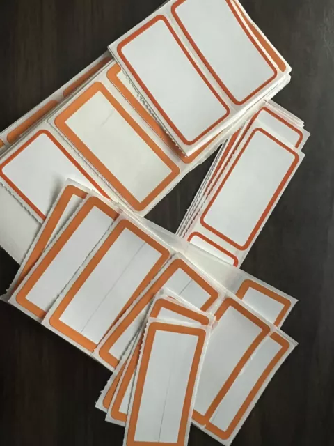 100 pieces Adhesive white-orange border, scrap labels, 2"x1" synthetic material 