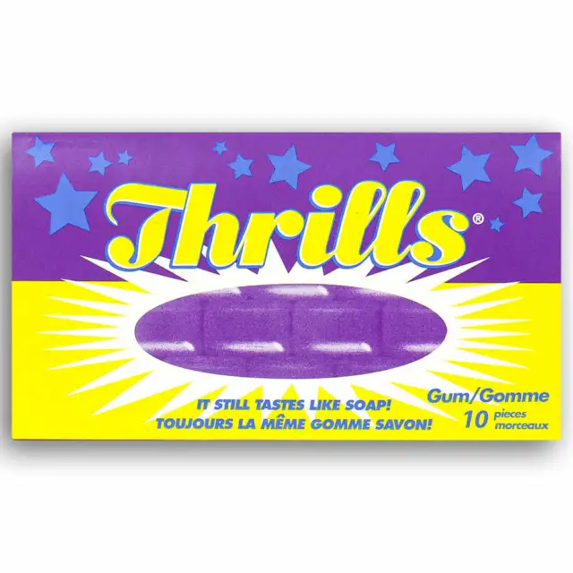 20 Packs of Thrills Gum Tastes Like Soap,10 Pieces Each Pack - Free Shipping