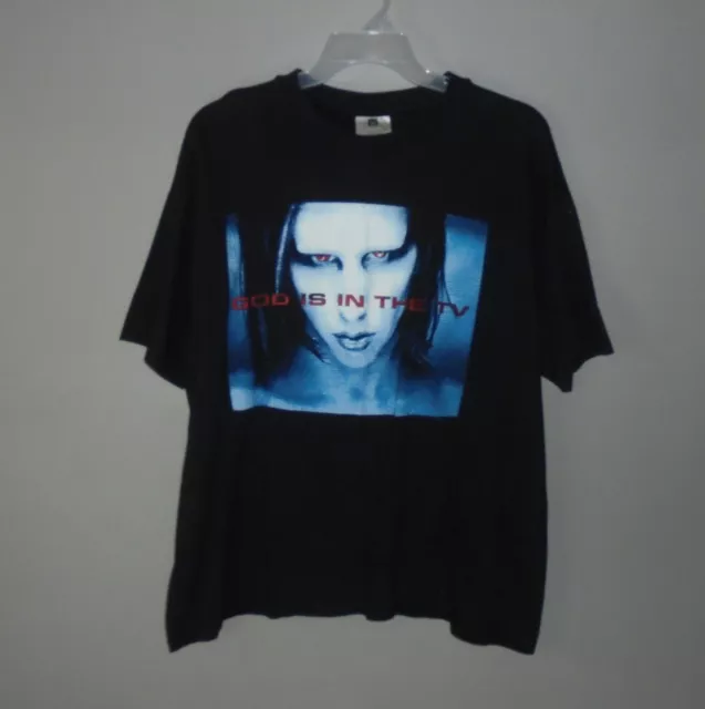 1998 Marilyn Manson God Is In The TV Winterland Black Shirt Adult XL Vintage 90s