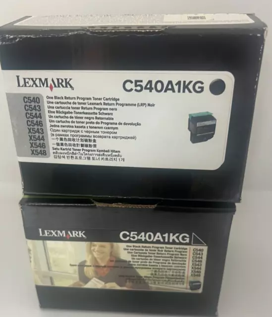 Lote De 2 Genuino Lexmark C540A1KG Negro OEM Cartuchos Tóner C540 Sellado/Nuevo