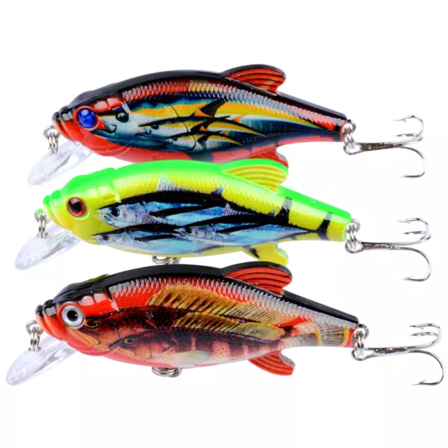 3er Set bunte Hart-Schwimm-Minnow- für Barschforelle & Zander, 8cm/10,9g