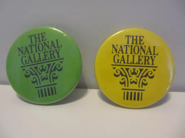 Vintage Set of 2 The National Gallery London England Pinback Button Pin Badge