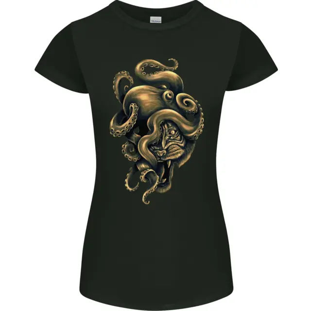 Maglietta da donna Octiger Octopus Kraken Cthulhu Tiger taglio