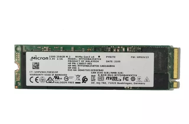 Micron 256GB SSD M.2 2280 PCIe NVMe Notebook PC interne Festplatte