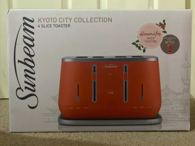 Sunbeam Kyoto City Collection 4 Slice Toaster ORANGE TAM8004NG ILLUMINATES