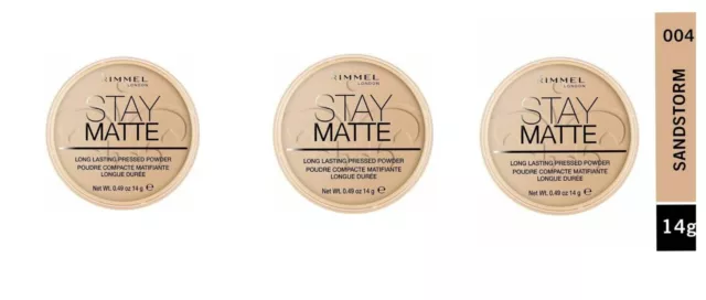 3x RIMMEL STAY MATTE LONG LASTING PRESSED POWDER - 004 SAND STORM