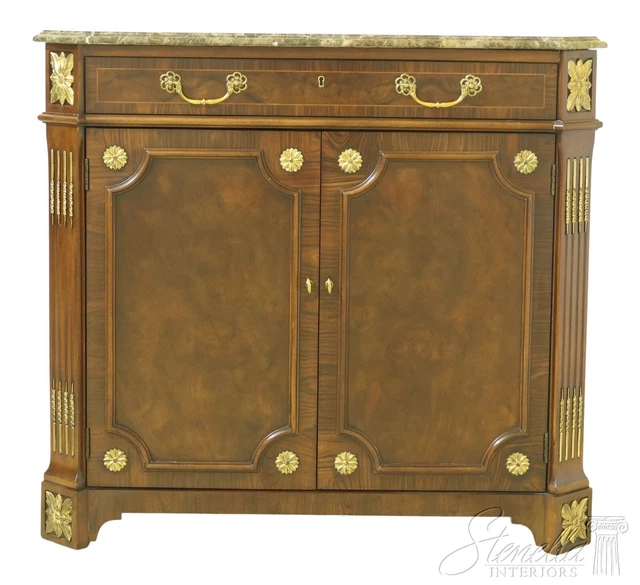L51740EC: EJ VICTOR Neoclassical Marble Top Walnut Server Cabinet L51740EC: EJ VICTOR Neoclassical Marble Top Walnut Server Cabinet