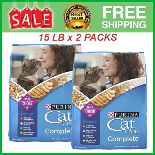 PURINA CAT CHOW Complete Dry Cat Food, 15 lb Bag, Pack of 2 34.85