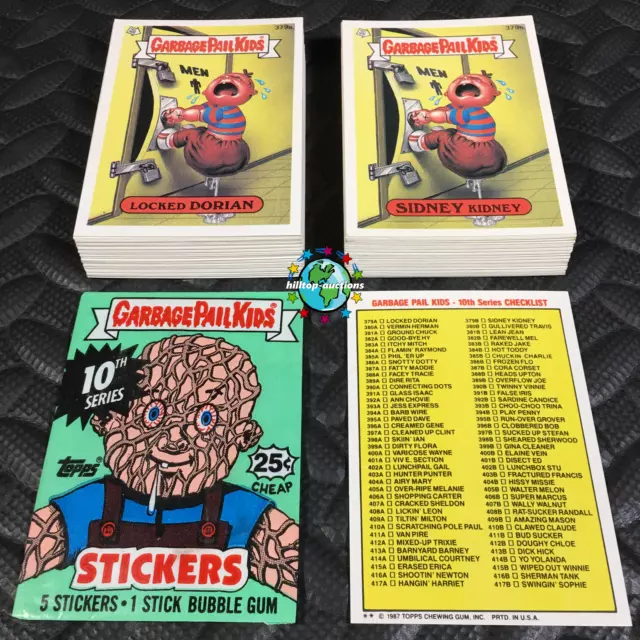 GARBAGE PAIL KIDS 10th SERIES 10 COMPLETE 88-CARD SET 1987 +WRAPPER +ERRORS OS10