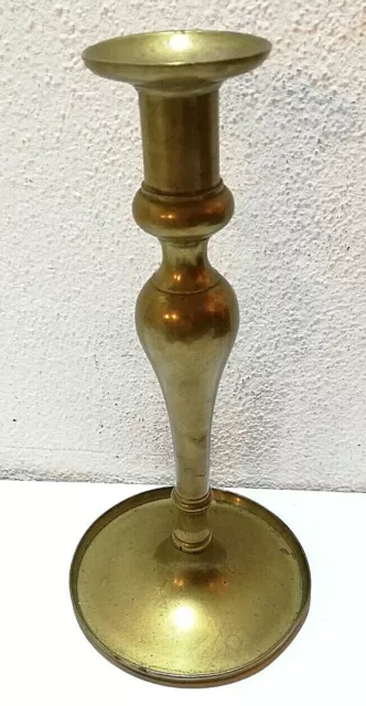 WUNDERSCHÖNER MASSIVER BIEDERMEIER KERZENLEUCHTER AUS MESSING 23 cm um 1820