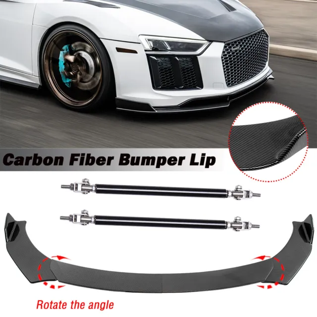 For Audi A3 A4 A5 S3 S4 S5 RS5 Front Bumper Lip Spoiler Carbon Fiber +Strut Rods