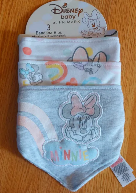 Paquete de 3 baberos para bebé Primark Disney Minnie Mouse