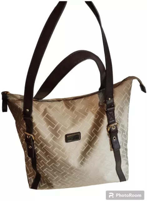 TOMMY HILFIGER SIGNATURE Shopper Handbag Bag Khaki & Brown $33.24 ...