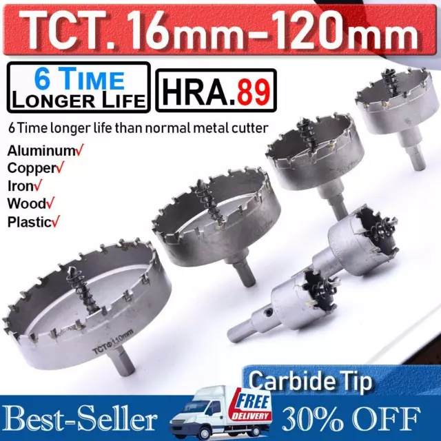 16-120mm TCT Carbide Hole Saw Metal Cutter For Stainless Steel HSS Wood Cutting