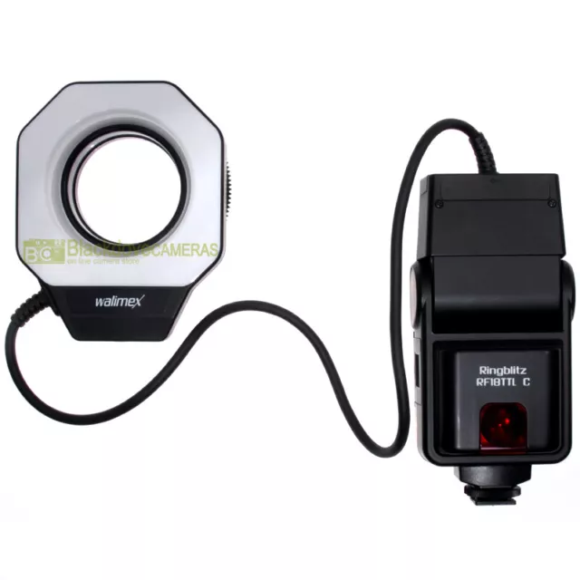 Flash anulare Walimex RF18 Macroflash per riprese macro TTL x Canon a pellicola