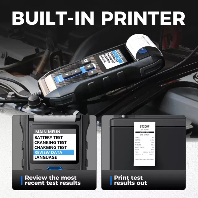 TOPDON Dual 12V Digital Voltmeter Car Auto Battery Tester Starter With Printer 3