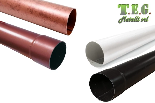 Collare Murale In Alluminio Effetto Rame Anticato - Per Grondaie Diametro 100 Mm - Spessore 0.8 Mm, Garanzia 50 Anni - Foto 2