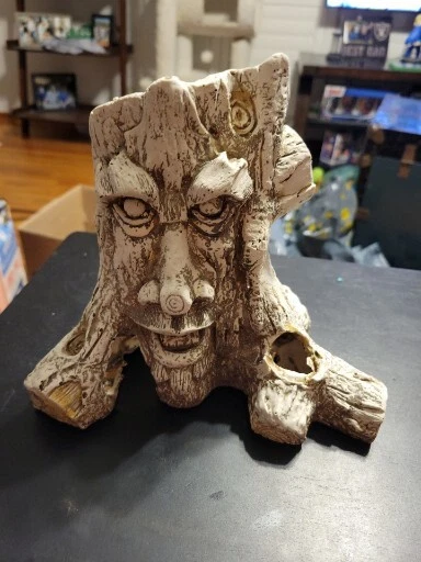 Aquarium Decorations Small Fish Tank Terrarium Decor Hollow Tree Trunk Face Hole