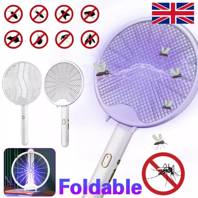 Electric Fly Zapper Bug Racket Mosquito Bat Wasp Insect Pest Swatter Killer USB~