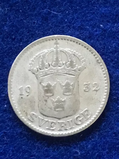 25 Öre 1932 (Silber) Gustaf V., Königreich Schweden (2307)