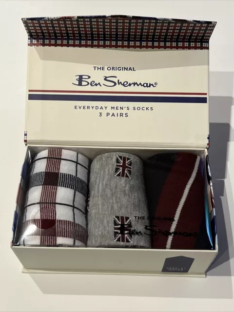 Ben Sherman Everyday Socks Size 6-12 New In Box Set of 3