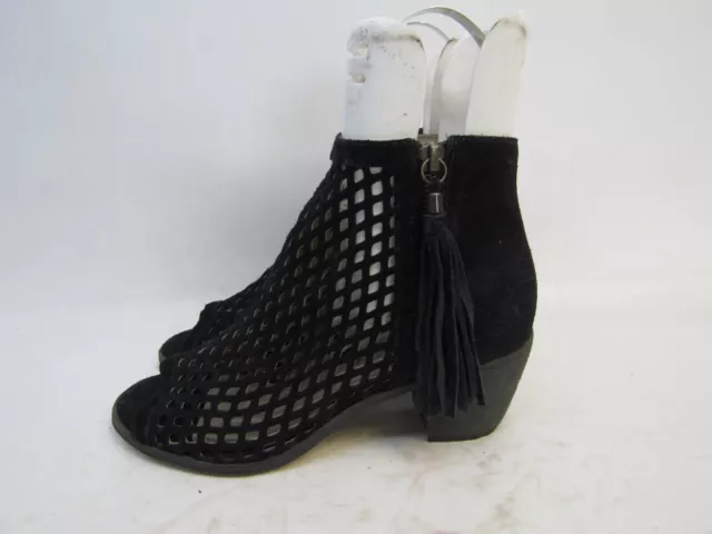 Matisse Womens Sz 7.5 M Black Perforated Open Toe Zip Ankle Heeled Bootie