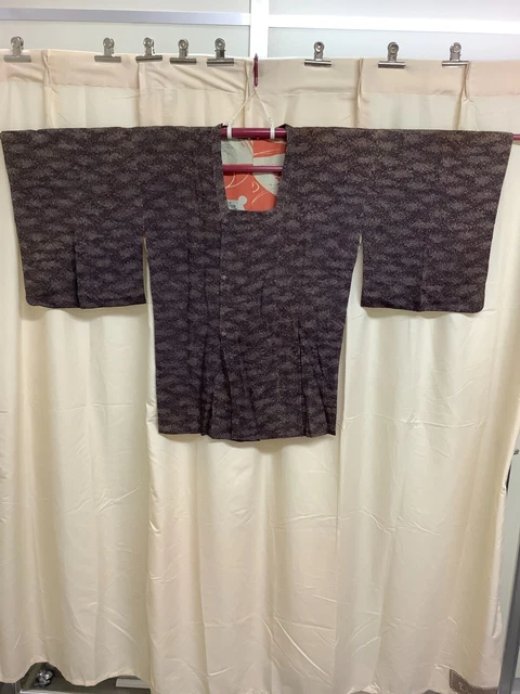 Japanese Vintage Kimono Michiyuki coat Izakaya silk design length 31.1 inch used