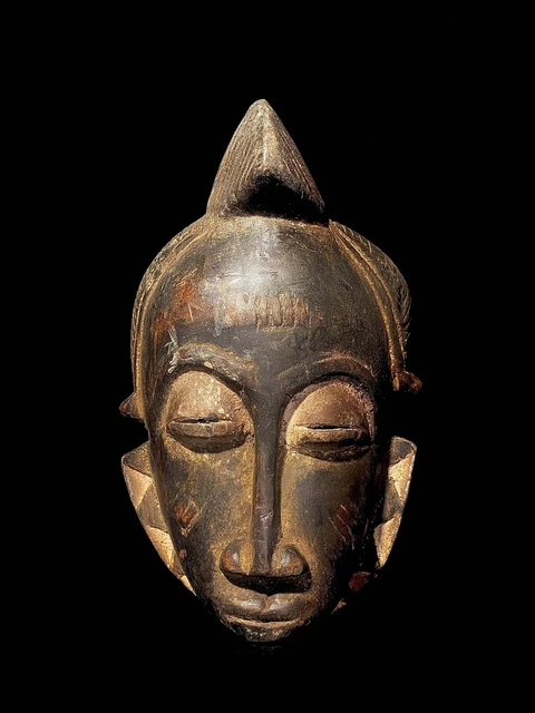 African Tribal Face Mask Yaouré mask Coast wood and pigments -5341