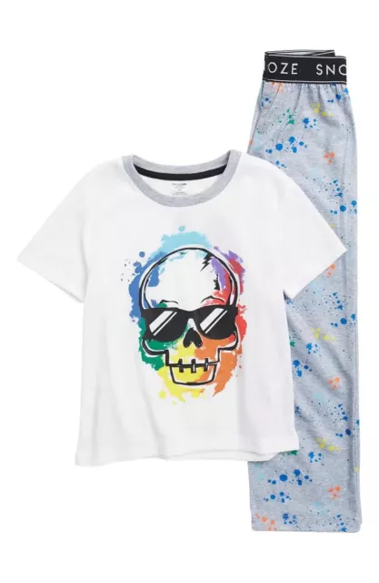 Boys' DreamLife $42 Skull Graphic Paint Spatter 2-Piece Pajama Set Size 4/5 NWT