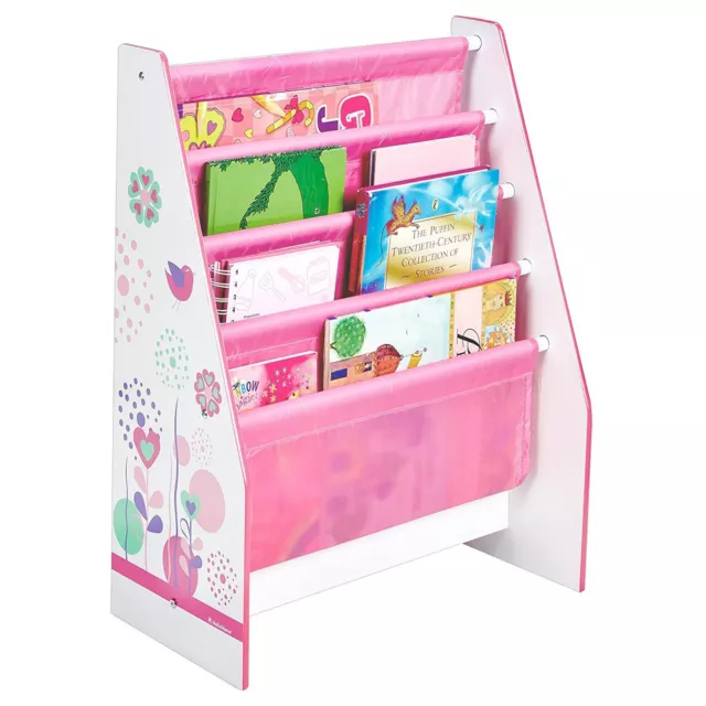 Fleurs Et Oiseaux Sling Bibliothèque MDF Enfants Pièce Rangement Livres Neuf