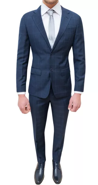 Traje Hombre Completo Diamond Sartorial Azul Oscuro Cuadros Elegante