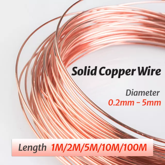 Round Solid Copper Wire, Diameter 0.2mm to 5mm, Sale Length 1M/5M/10M