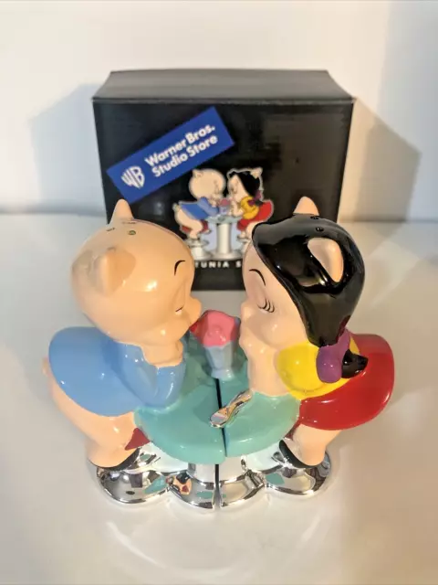 Looney Tunes Porky Pig & Petunia Salt And Pepper Shaker Warner Brothers 2000 New