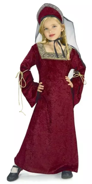 Girls Princess Fancy Dress Child Renaissance Costume Velvet Medieval Maid UK