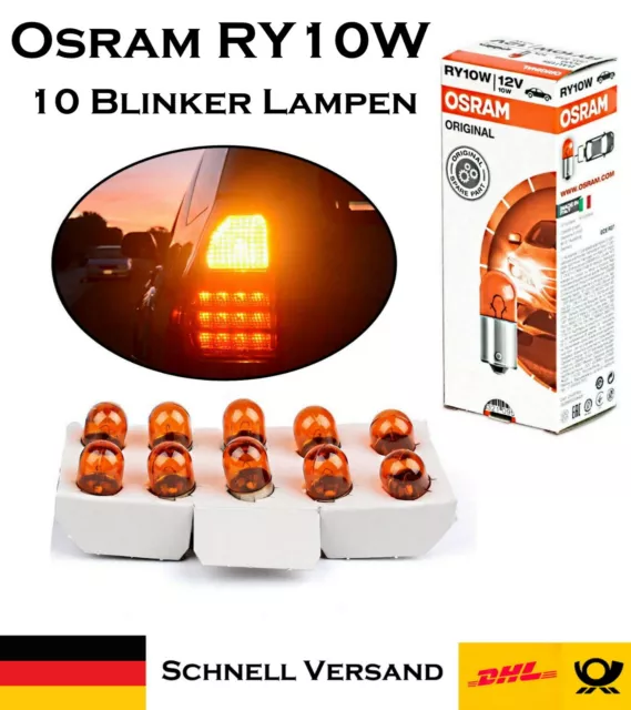 10x Osram RY10W 10W 12V BAU15S 5009 Orange Blinker Licht Ersatz Halogen Birne
