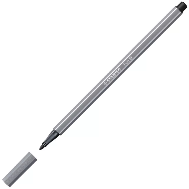Premium-Filzstift - STABILO Pen 68 - Einzelstift - dunkelgrau, 2
