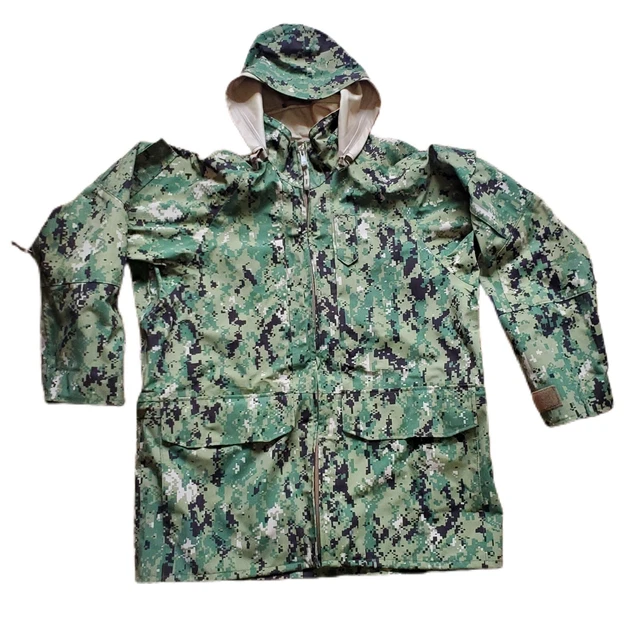 US Navy NWU Working Type III AOR2 Woodland Parka Jacket Men's Large Long EUC