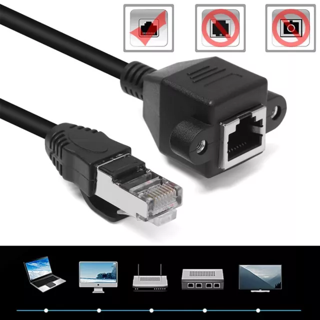 Male To Female Adapter LAN Network Cord Ethernet Extension Cable For PC Laptop