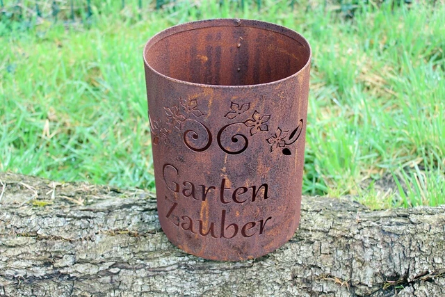 EDELROST WINDLICHT GARTEN Zauber groß Feuertopf Rostdeko Gartendeko