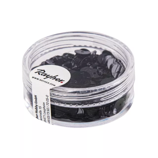 Lentejuelas Negro Ø 6 MM Liso Caja 6G Lavable