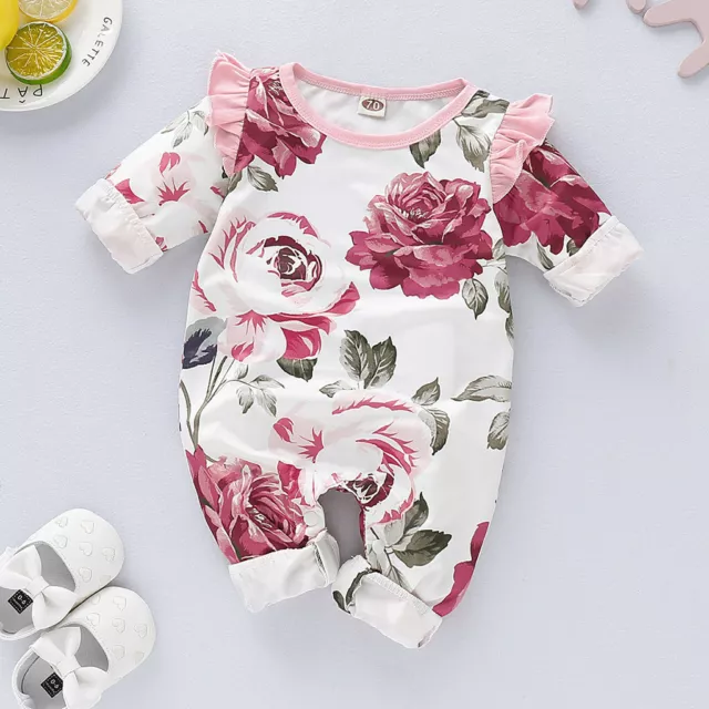 Abiti neonate bambine vestiti romper floreale body tuta da gioco