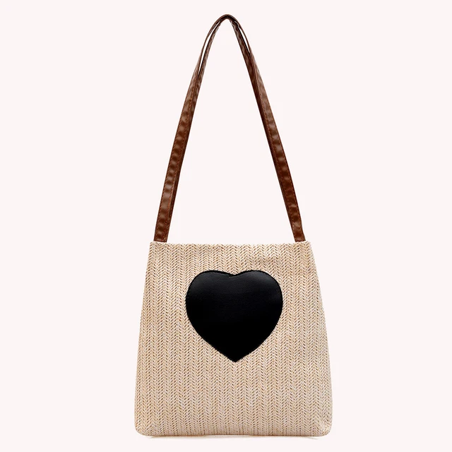 Summer Love Straw Woven Handbags Women Knitted Bucket Shoulder Bag (Beige) Hot 10