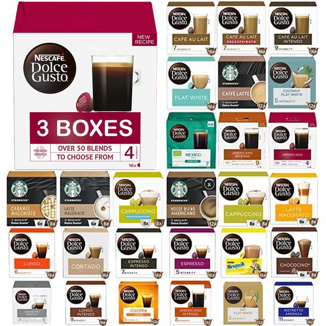 NESCAFE DOLCE GUSTO COFFEE PODS: 3 BOXES of 16 CAPSULES (YOU CHOOSE BLEND)