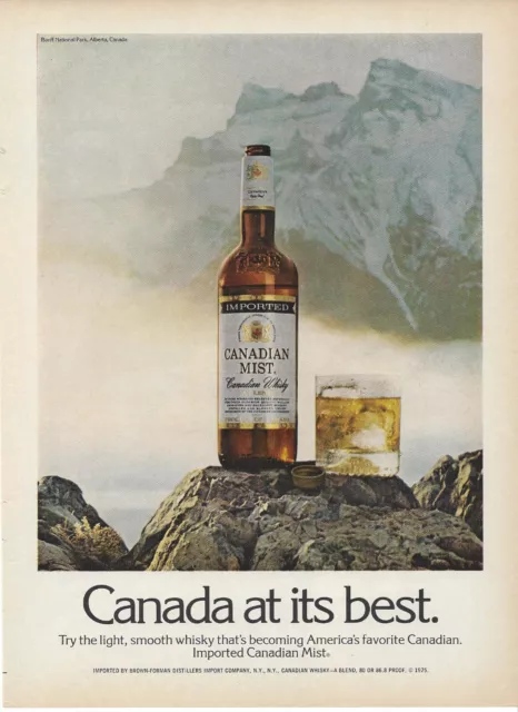 Canadian Mist Canadian Whisky 1975 Original Print Ad Banff National Park Alberta