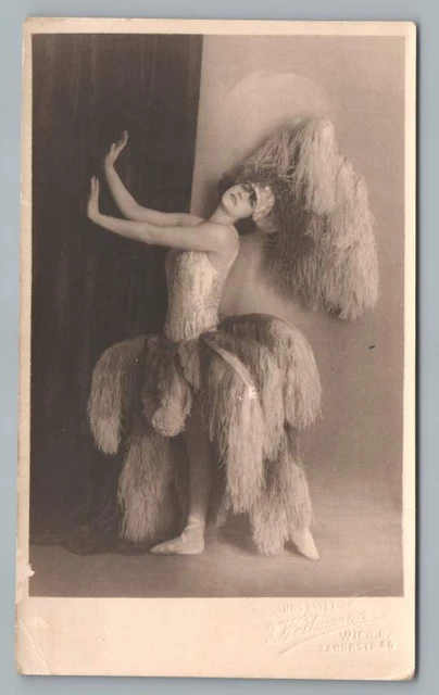 Nightclub Can Can Dancer in Costume RPPC Antique VIENNA Austria Studio Photo 20s