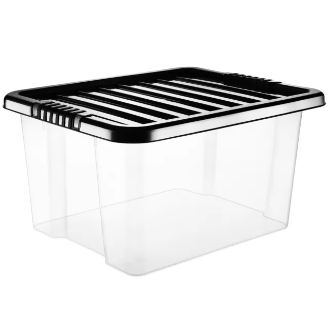Wham Large Crystal Stacking Plastic Storage Box Container + Clear Clip Lid  Home
